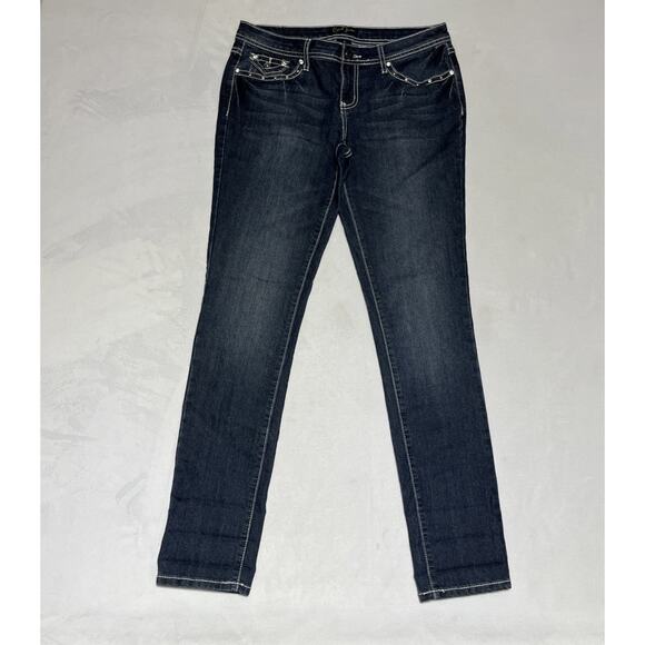 Earl Jeans Womens 11 Blue Jewel Bling Embellished Embroidered Y2K Denim - Picture 1 of 15